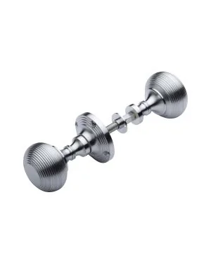 Heritage Brass Reeded Rim Knob Satin Chrome finish&nbsp;(Suitable with Rim Locks only)