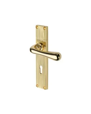 Heritage Brass Charlbury Reeded Lever Lock Polished Brass finishUK Design Registration Number 6202494