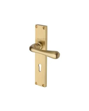 Heritage Brass Charlbury Reeded Lever Lock Satin Brass finishUK Design Registration Number 6202494