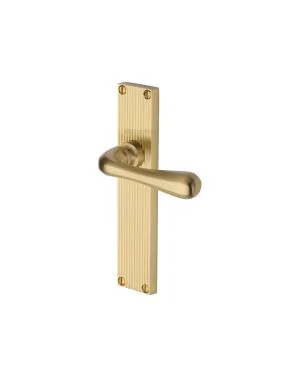Heritage Brass Charlbury Reeded Lever Latch Satin Brass finishUK Design Registration Number 6202494