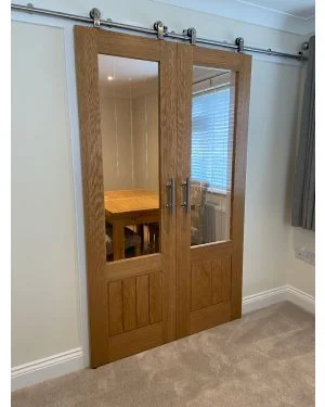 Cottage Oak 1-Panel 1-Light Pre-Finished Fire Door (FD30)