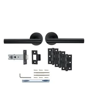 Satori Handle Latch Pack - Satin Black - Essential Door Pack