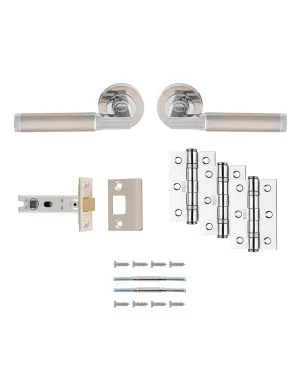 Belas Handle Latch Pack - Satin Nickel & Polished Chrome - Ultimate Door Pack