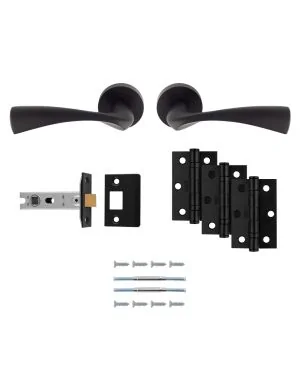 Sintra Handle Latch Pack - Matt Black - Ultimate Door Pack