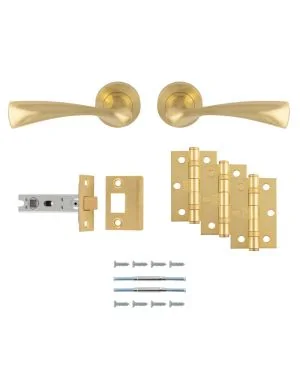 Sintra Handle Latch Pack - Satin Brass - Ultimate Door Pack