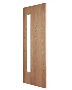Flush Oak 1-Light Offset Fire Door (FD30)