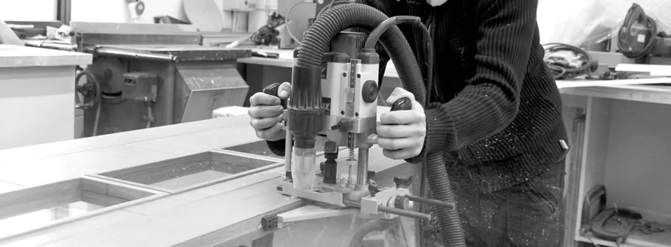 Todd Doors finishing facility - black and white