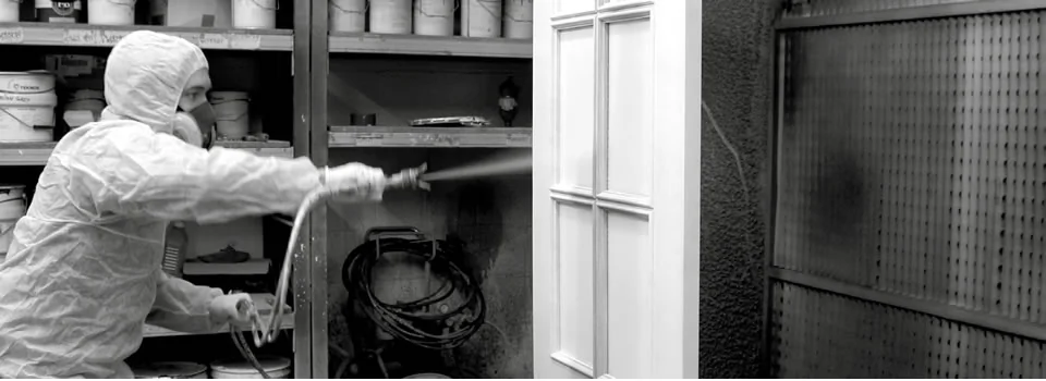 Todd Doors Spraying Facility - black and white