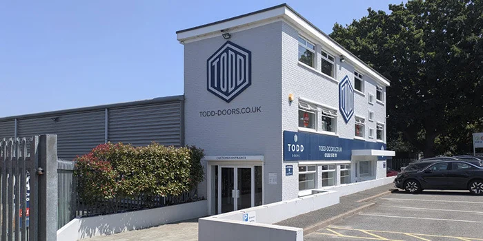 Outside shot of Todd Doors Bournemouth Showroom