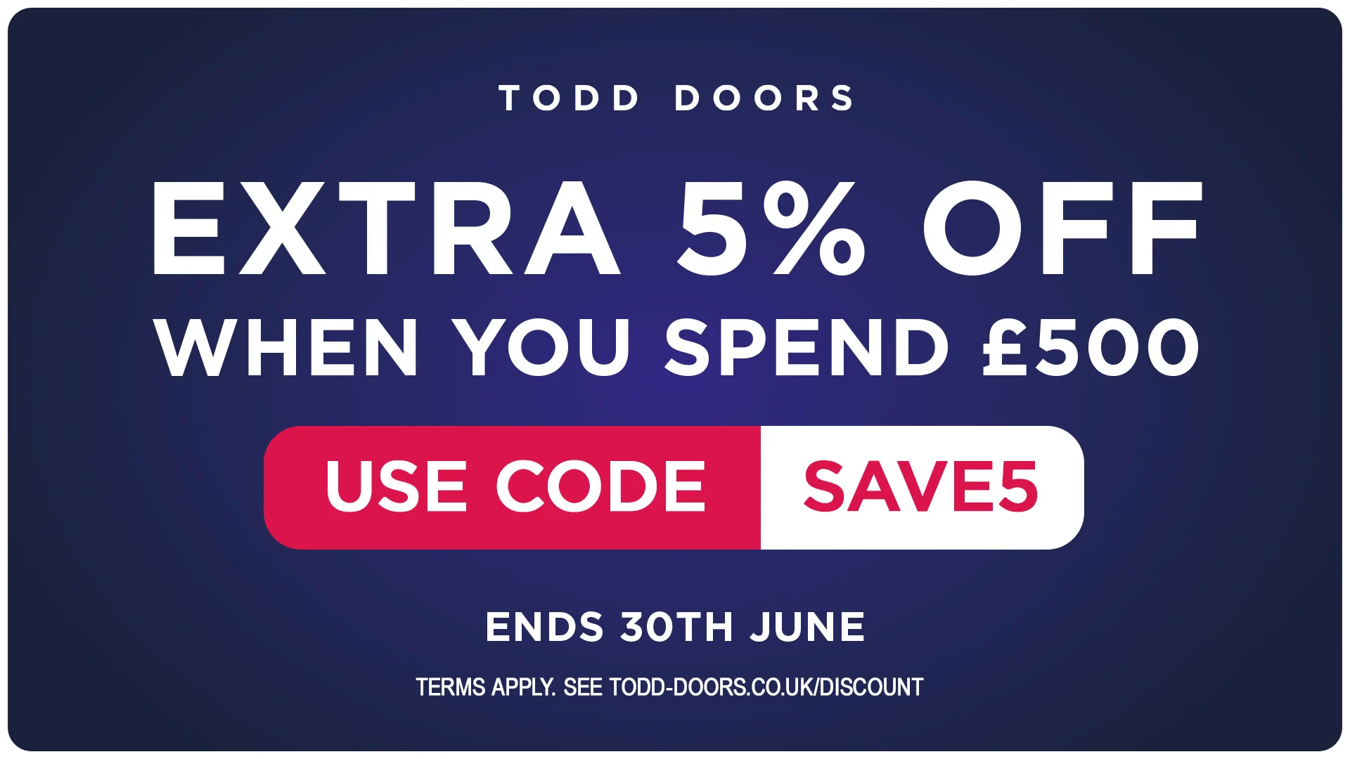 Save an extra 5% with code SAVE5