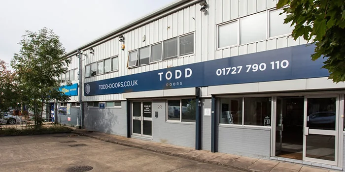 Outside shot of Todd Doors St Albans Showroom