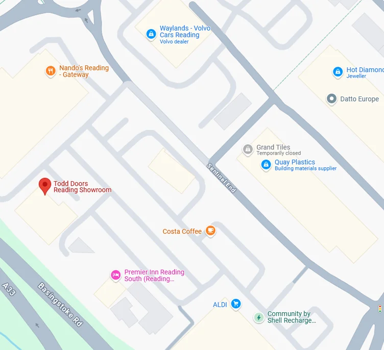 Google maps image showing Todd Doors Reading Location