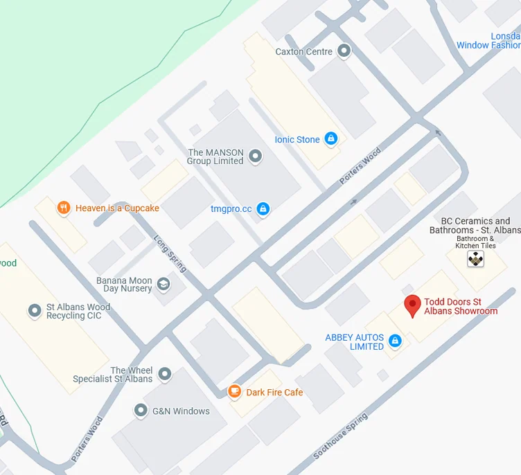 Google maps image showing Todd Doors St Albans location