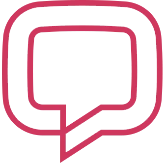 Pink line drawing of chat bubble