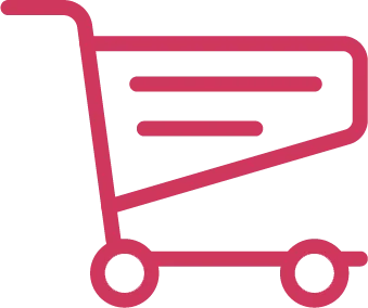 Line drawing of pink shopping cart