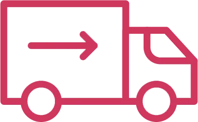 Line drawing of pink truck with arrow pointing right