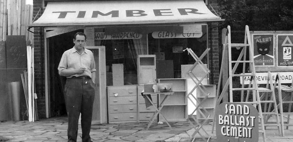 Charles Albert Todd outside his shop - 1952