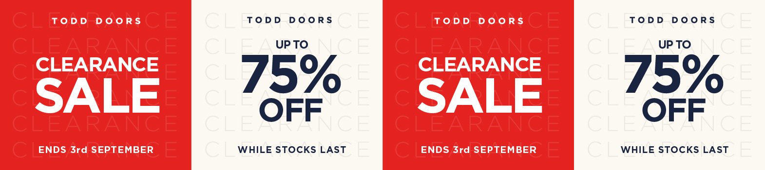 Todd Doors Sale - 30% Off Everything, Ends 30th April