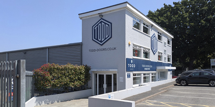 Outside shot of Todd Doors Bournemouth Showroom