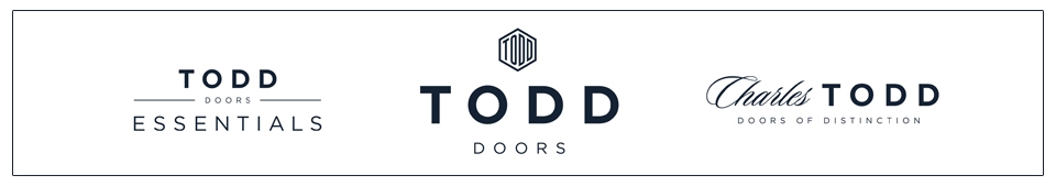 Todd Doors brand logos: Todd Doors Essentials, Todd Doors, Charles Todd - Doors of Distinction