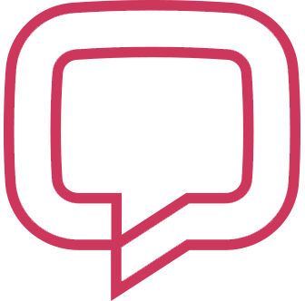 Pink line drawing of chat bubble