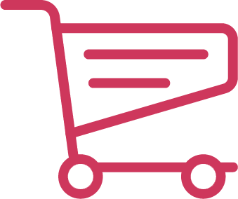 Line drawing of pink shopping cart